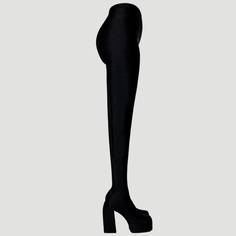Azalea‎ Wang Heyhey Black Platform Pant Boots 9 Clubwear baddie 90s Goth NIB